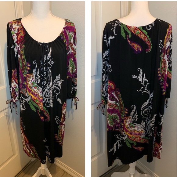 Dresses & Skirts - 🖤🌺🌸 Pretty Black Paisley Floral Dress 3X 🌸🌺🖤
